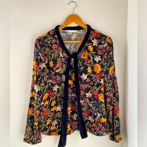 Zara Trafaluc 3/4 Sleeve Floral Secretary Shirt Size Medium